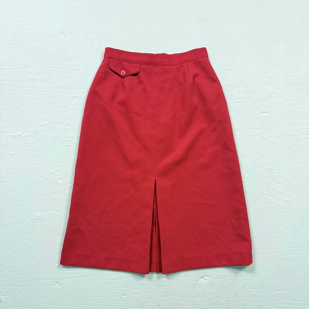 Vintage 70s Panther Burnt Orange Knee Length Skirt Front Slit, Size 24"